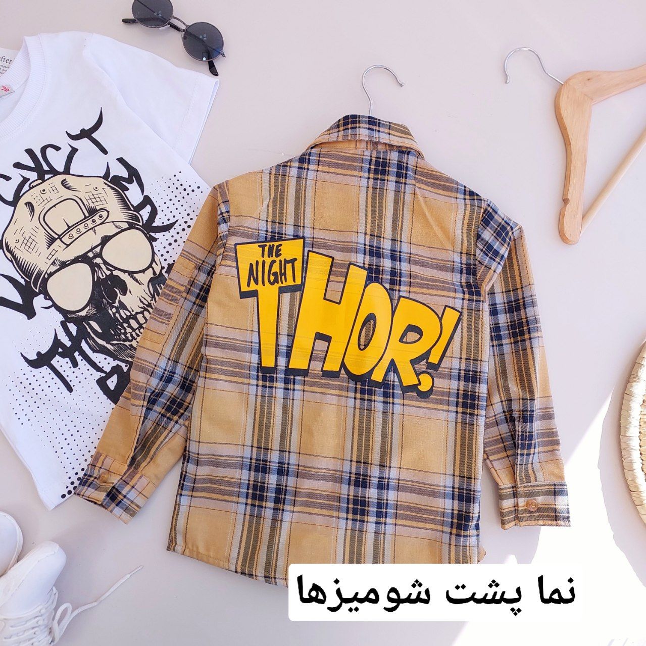 عکس دوتیکه شومیزو تیشرت  چهارخونه THOR - شماره 15