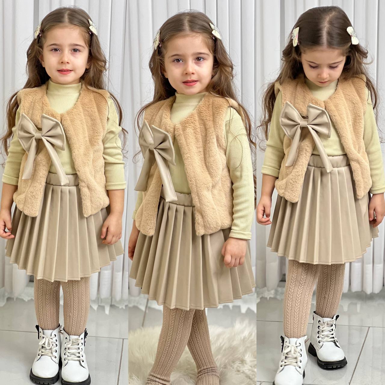 عکس سه تیکه خزدار چرمی - شماره 1