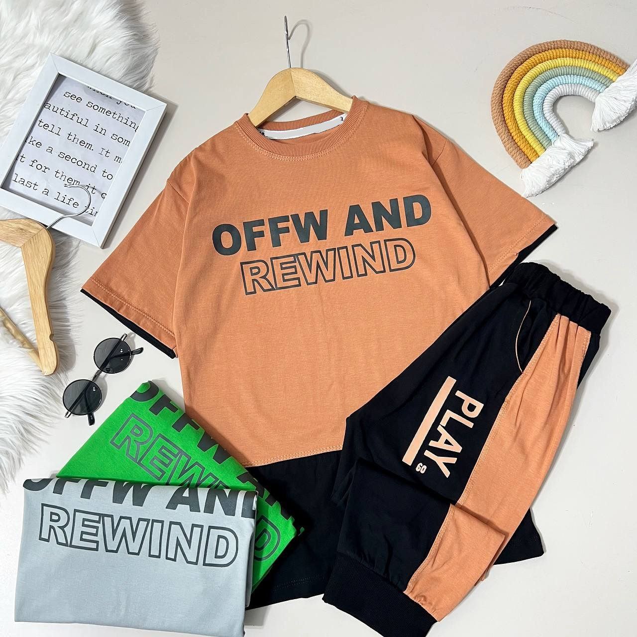 عکس بلوز شلوارک دو رنگ OFFW - شماره 1