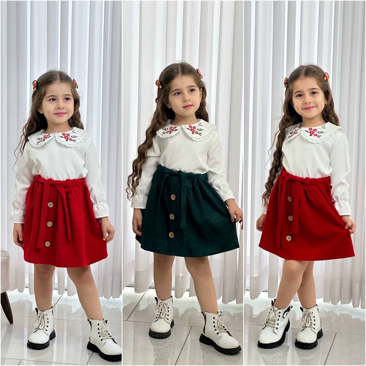 عکس بلوز دامن یقه گلدوزی روژان - شماره 9