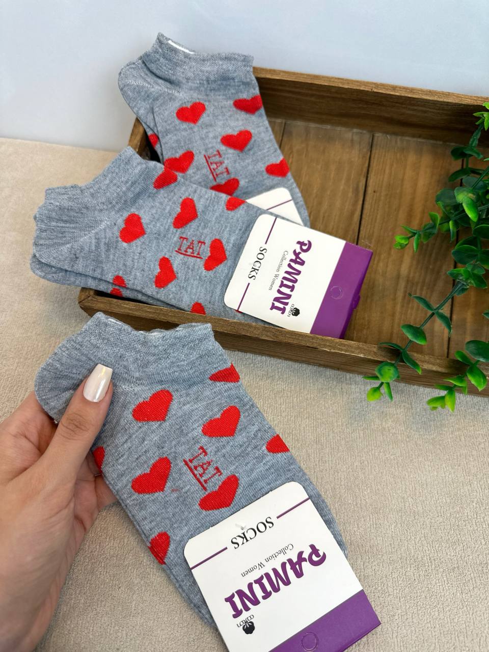 عکس جوراب طوسی قلب - شماره 1