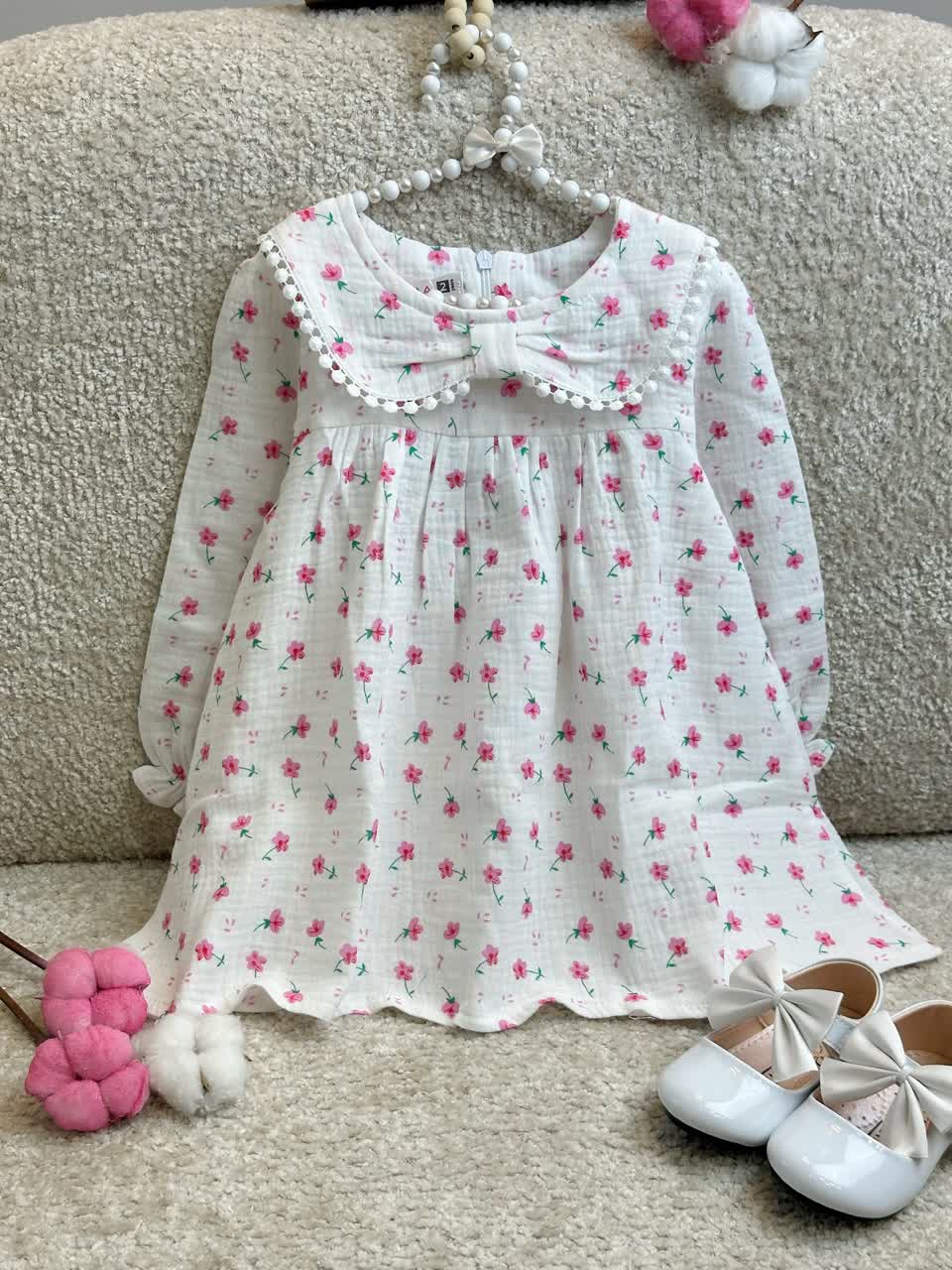 عکس سارافون سفید گل صورتی شینا - شماره 2