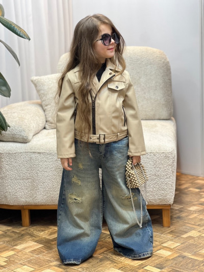 کت چرم زیپ کج اسپرت