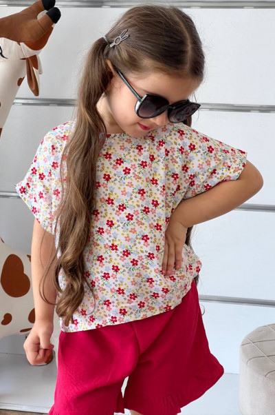 کراپ شلوارک گلها 2 تا 9 سال