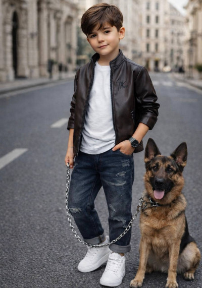 کت چرم اسپرت لاتین گلدوزی